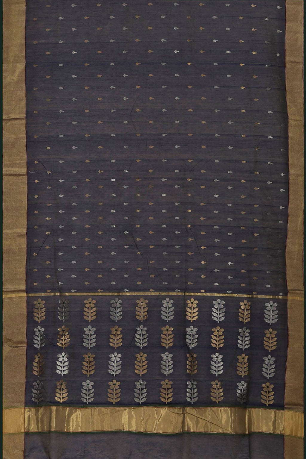 Navy Blue Chanderi Silk Cotton Saree