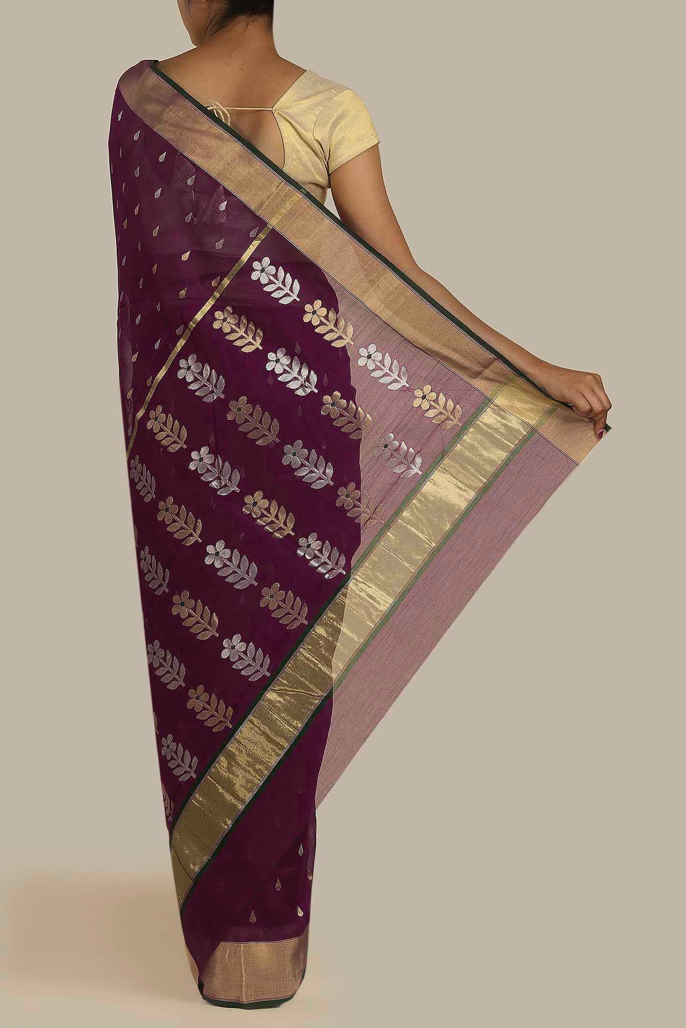Purple Chanderi Silk Cotton Saree