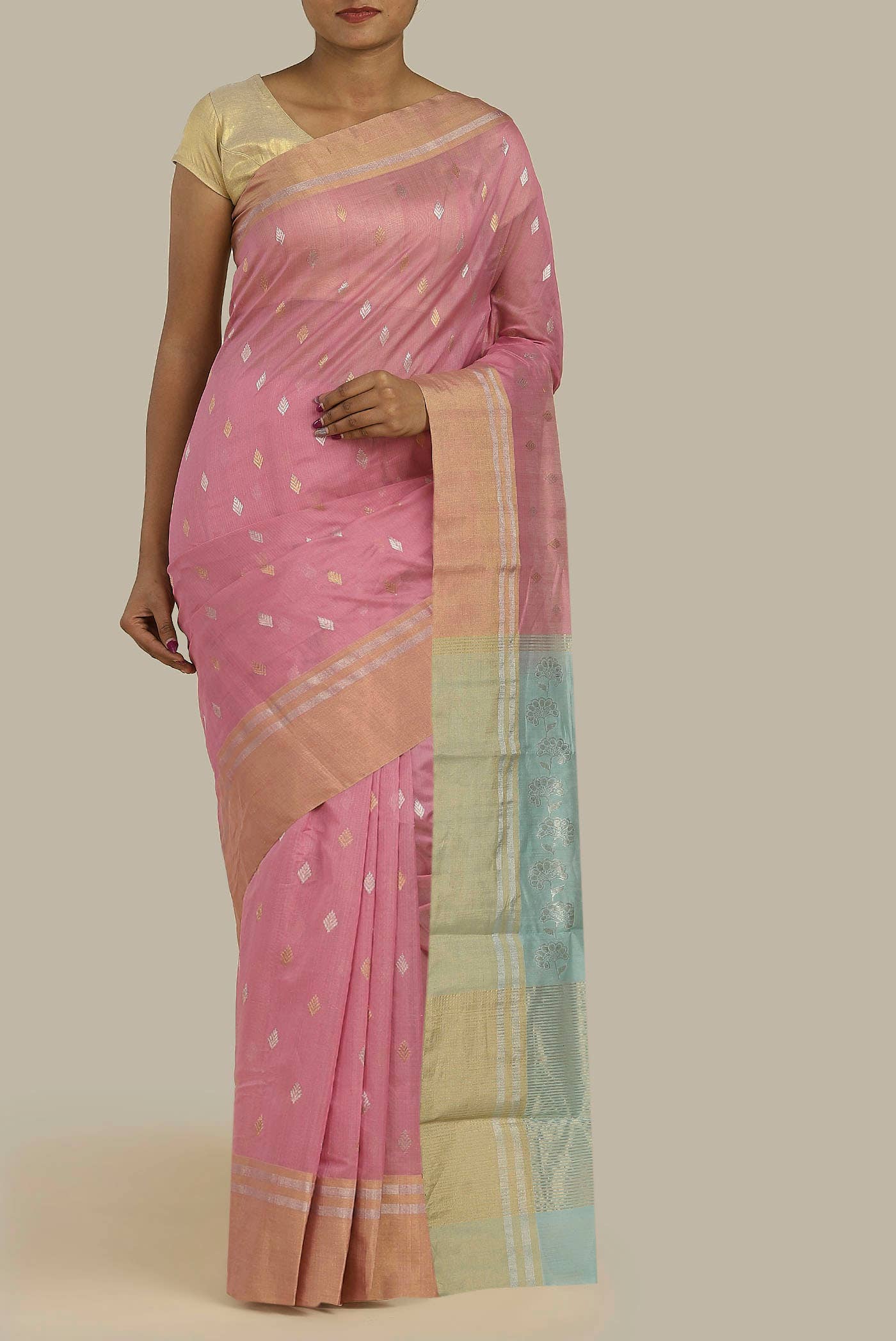 Pink Chanderi Silk Cotton Saree