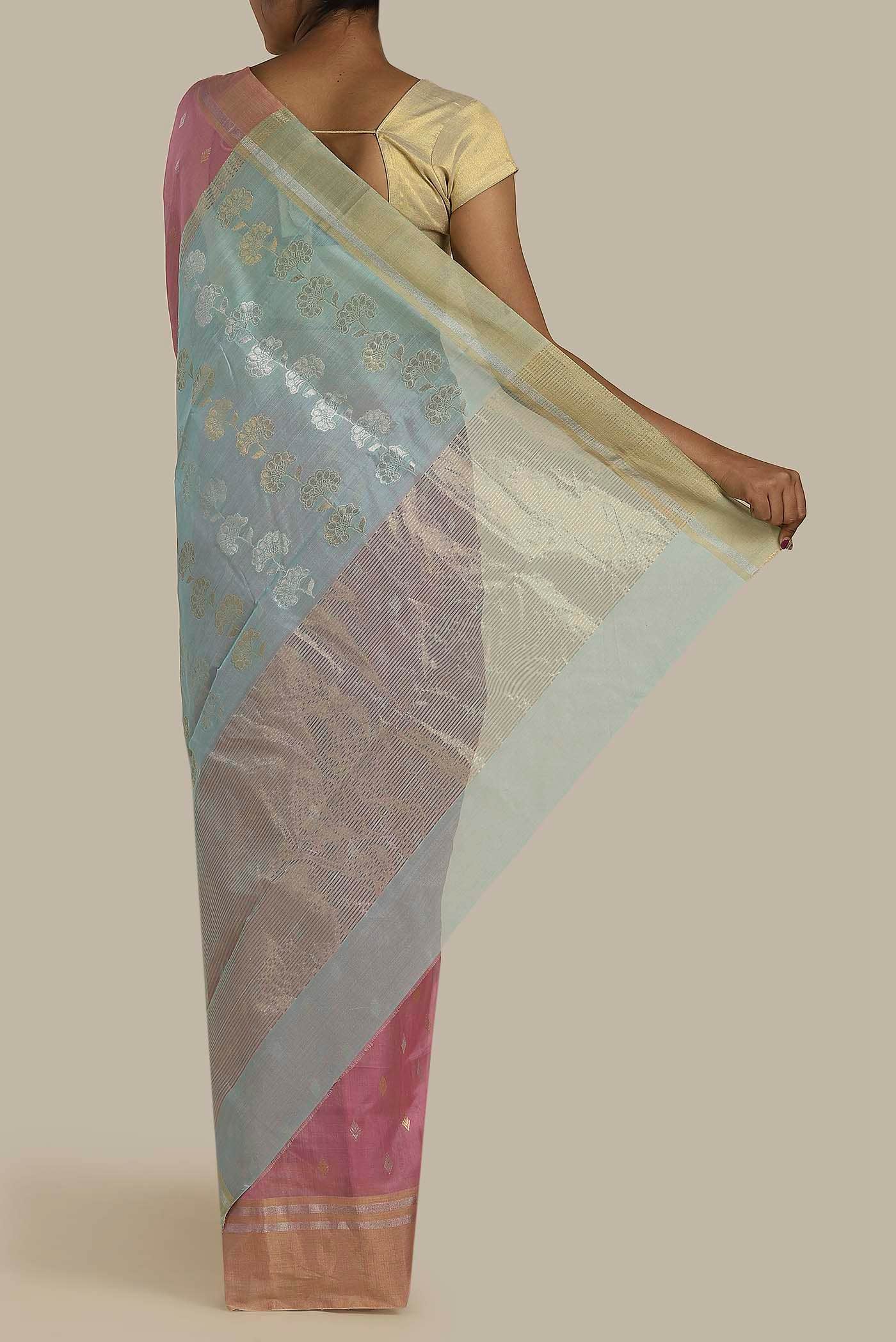 Pink Chanderi Silk Cotton Saree