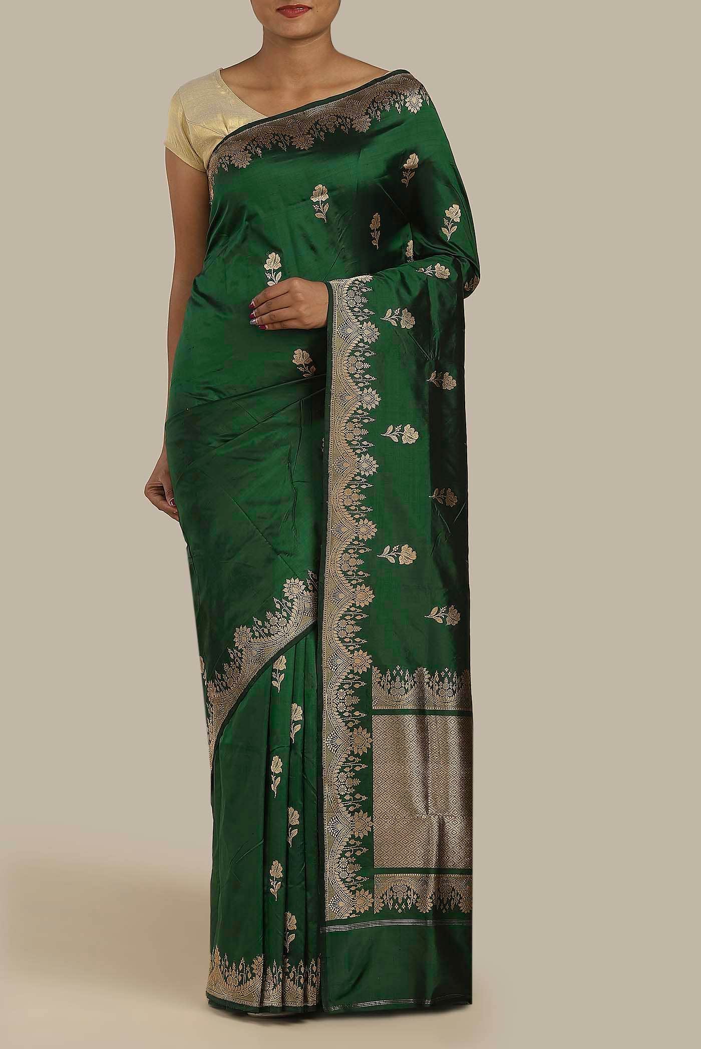 Green Banarasi Katan Silk Saree