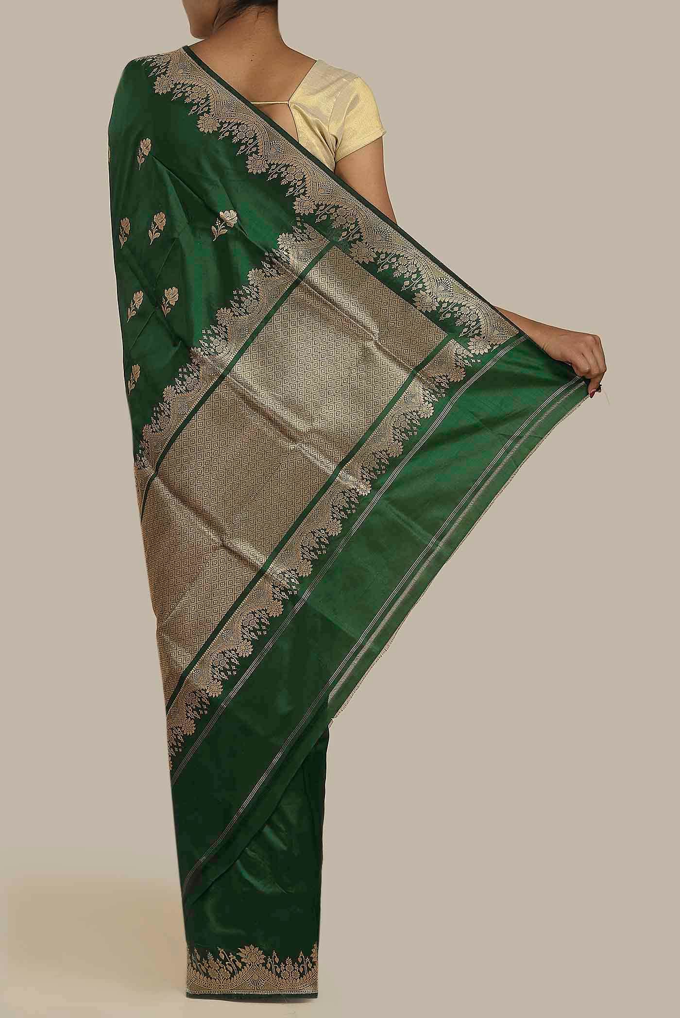 Green Banarasi Katan Silk Saree