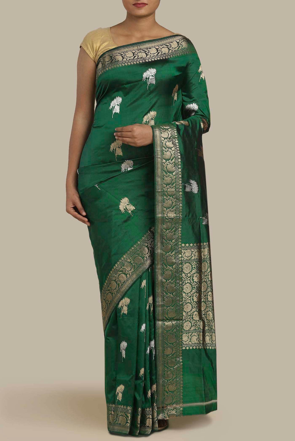 Green Banarasi Katan Silk Saree
