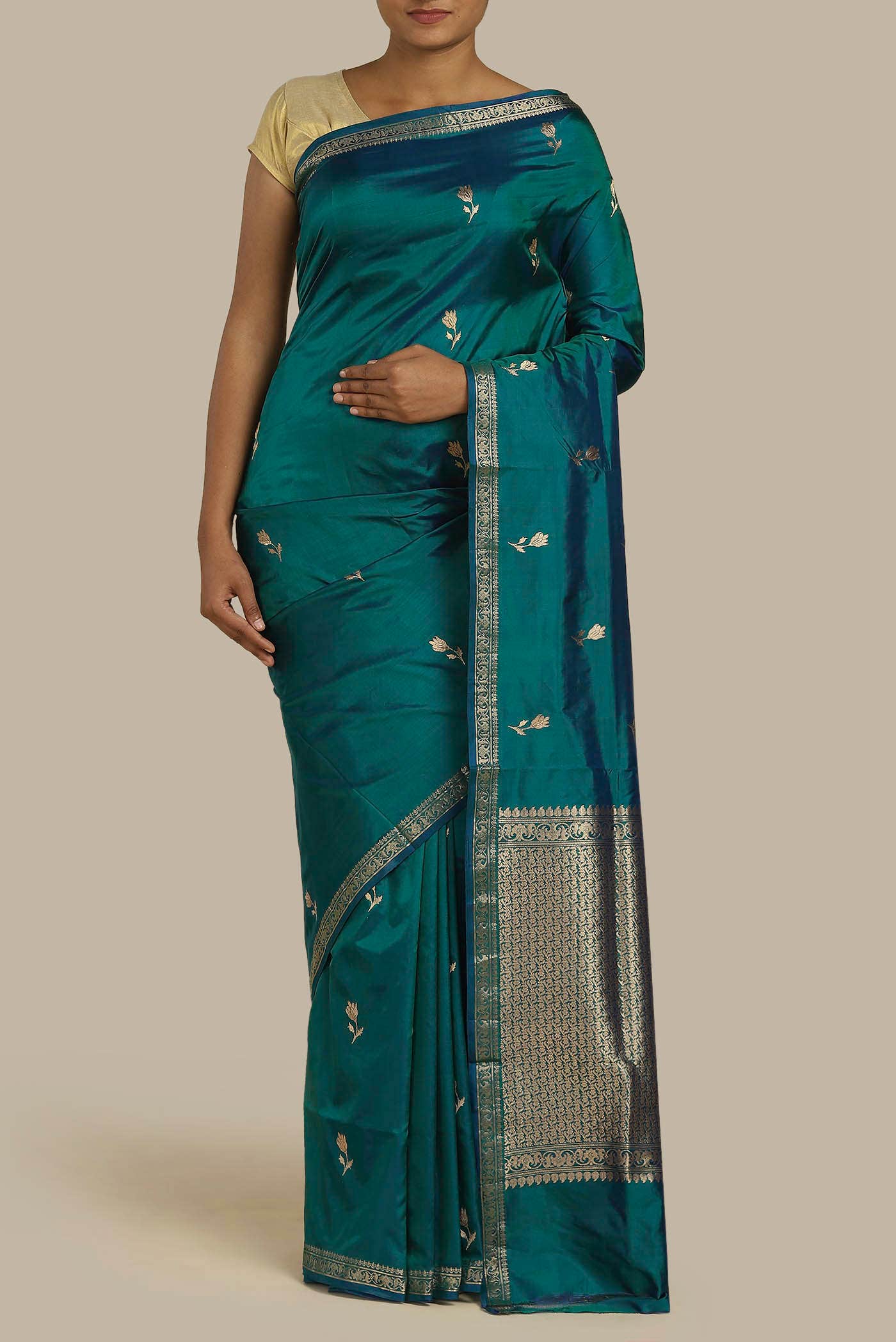 Blue Banarasi Silk Saree