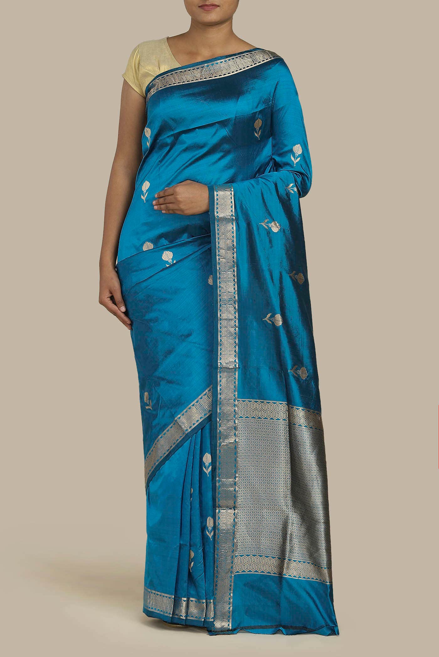 Blue Banarasi Silk Saree