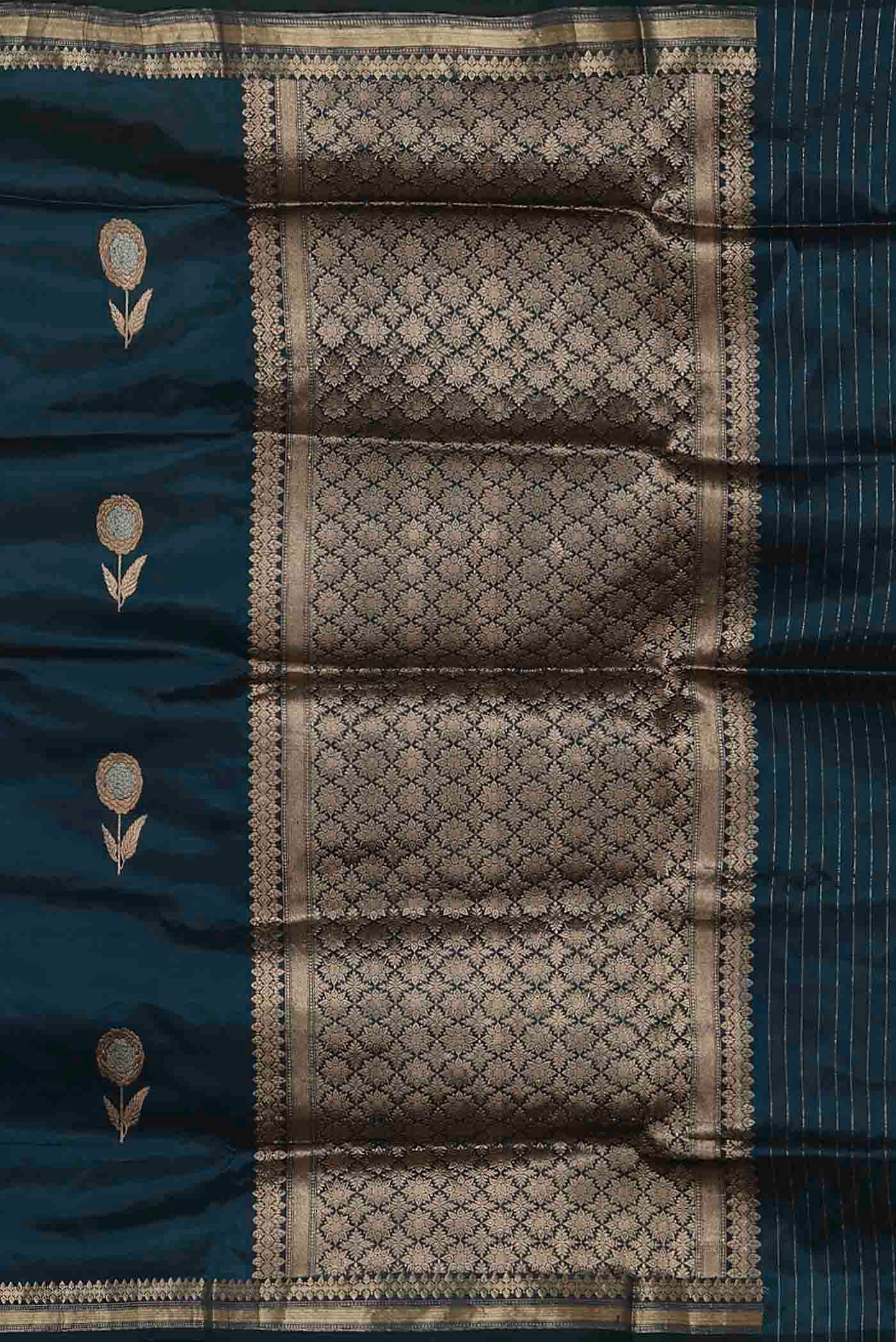 Blue Banarasi Katan Silk Saree
