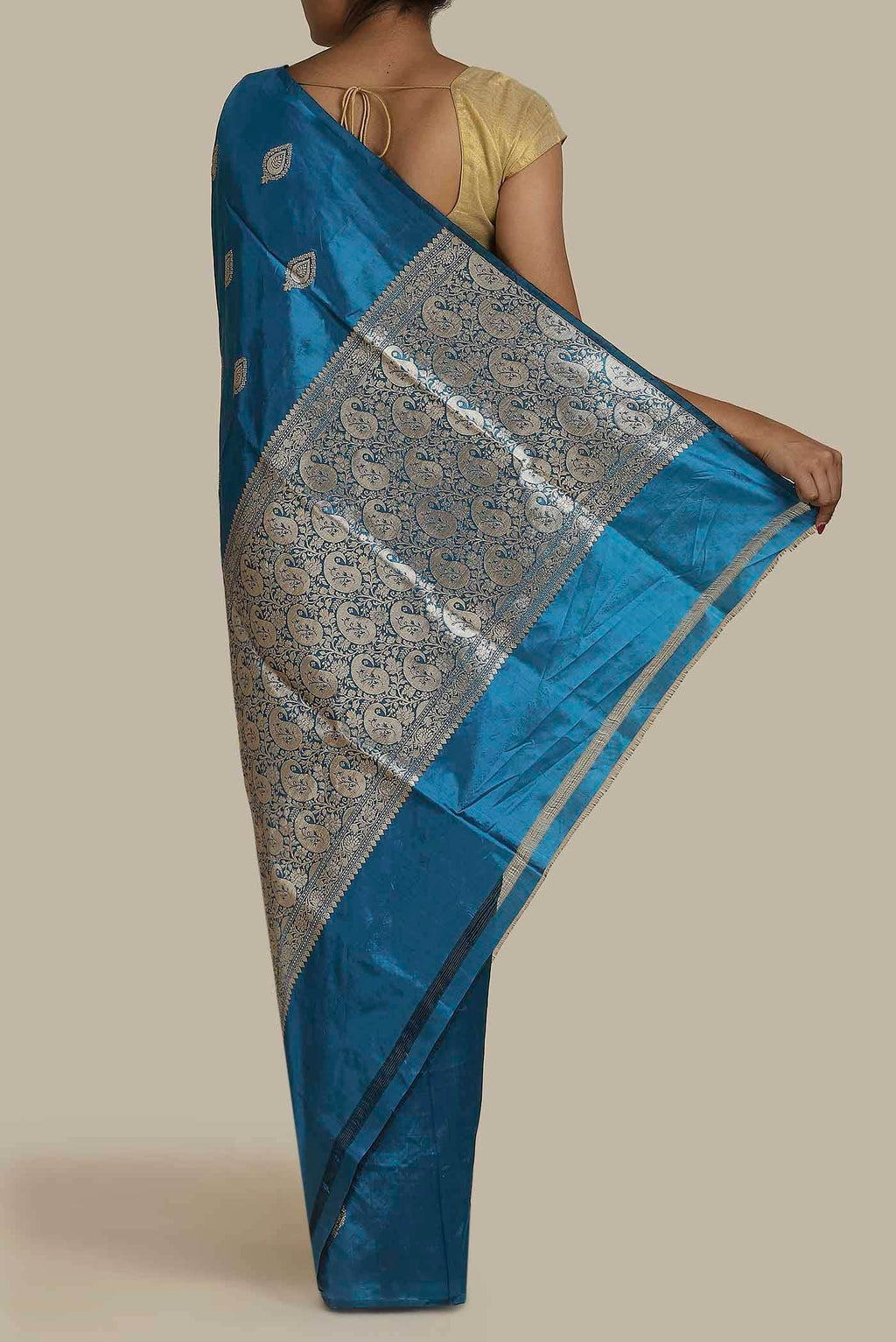 Blue Banarasi Katan Silk Saree