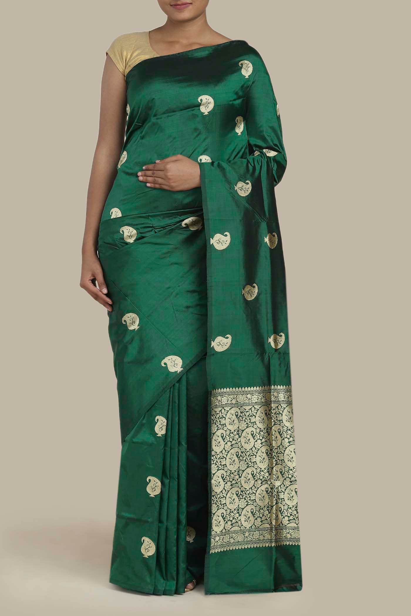 Green Banarasi Katan Silk Saree