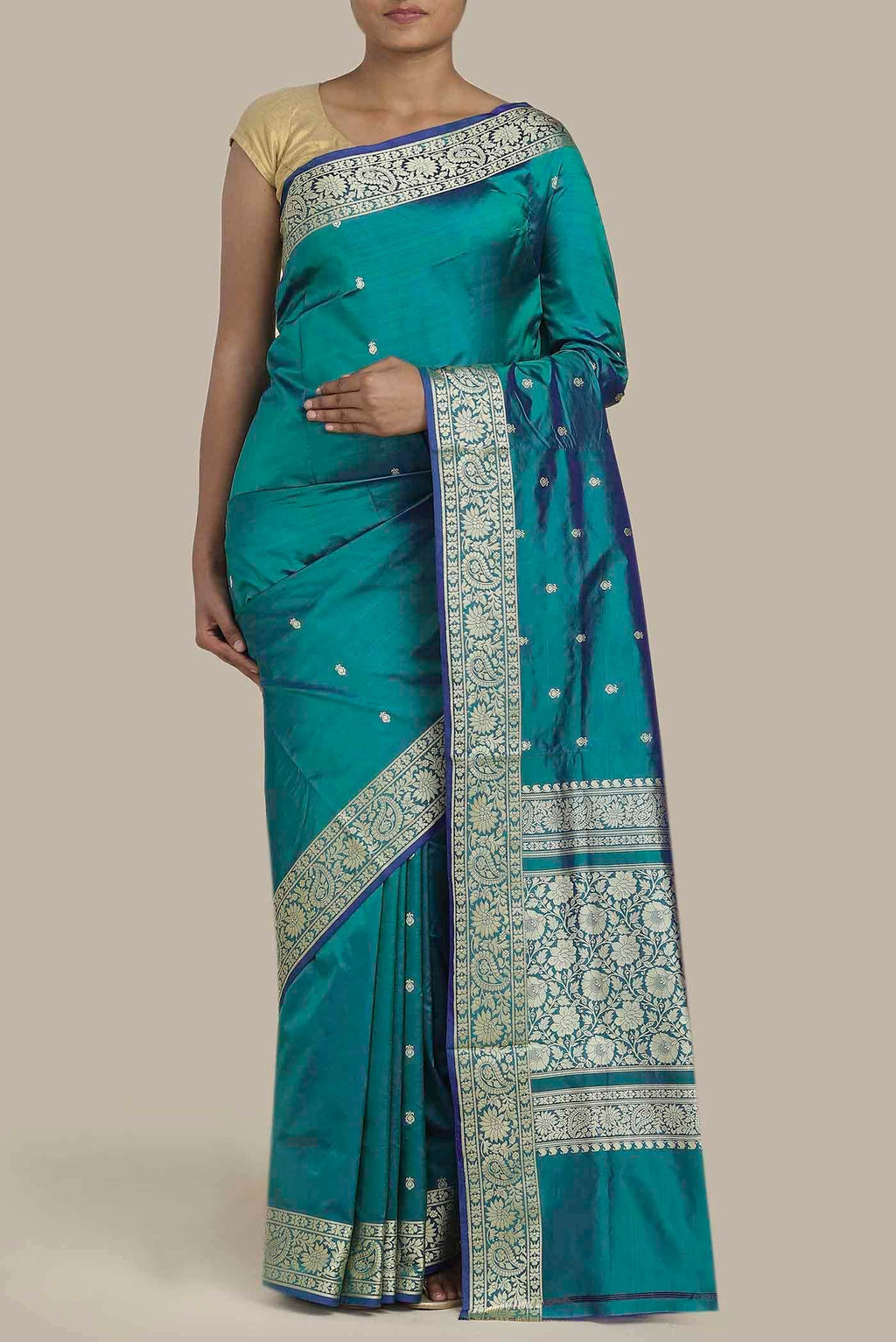 Blue Banarasi Katan Silk Saree