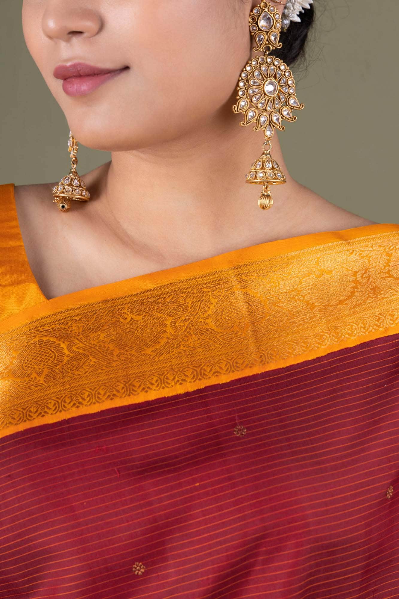 Maroon Kanchipuram Silk Saree