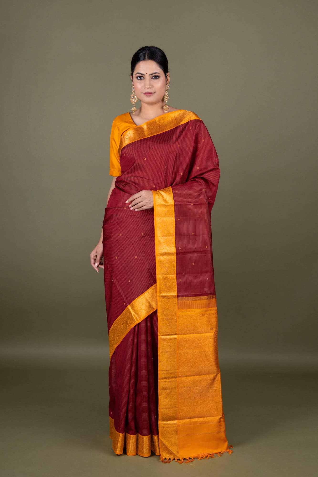 Maroon Kanchipuram Silk Saree