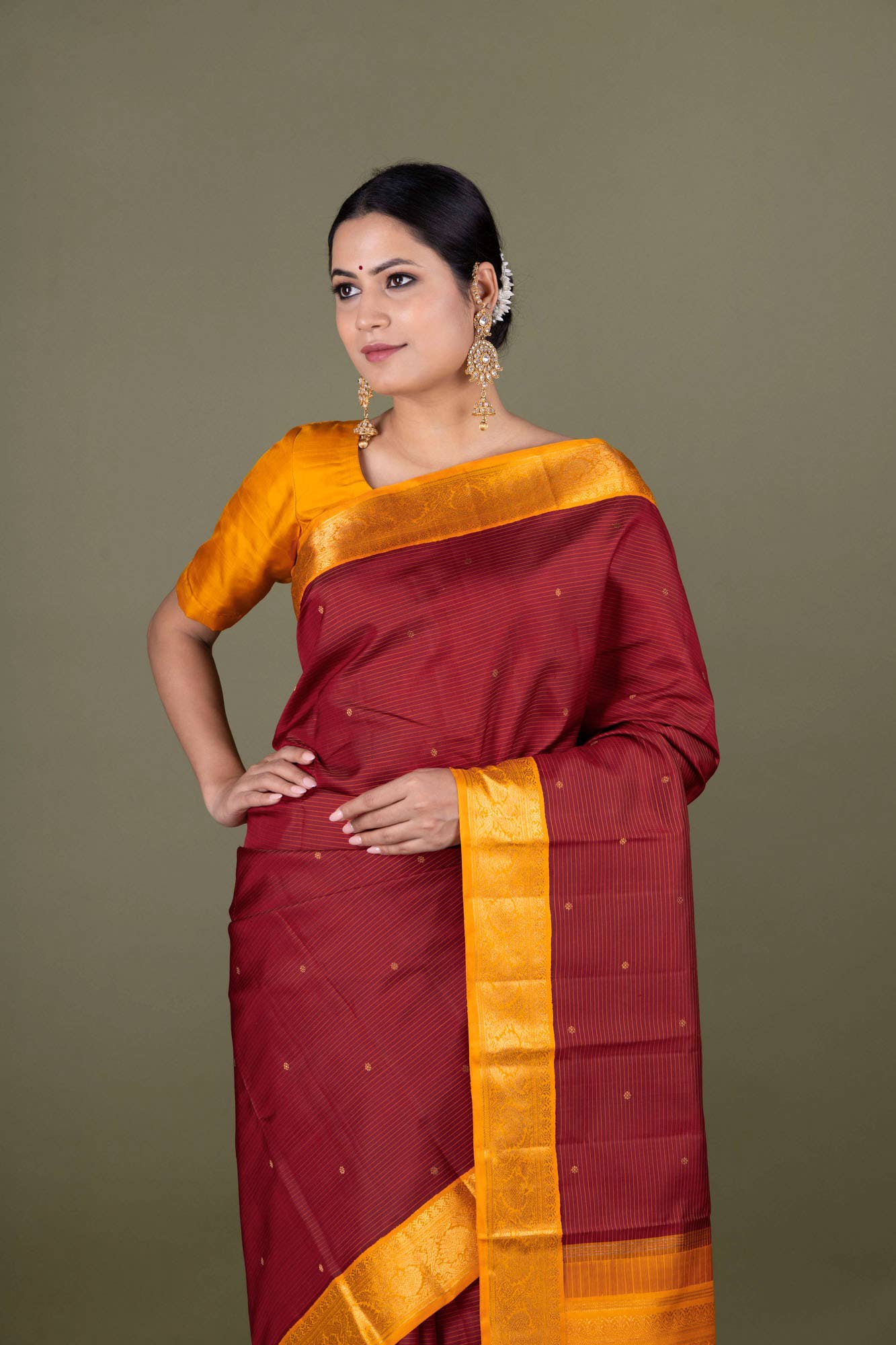 Maroon Kanchipuram Silk Saree