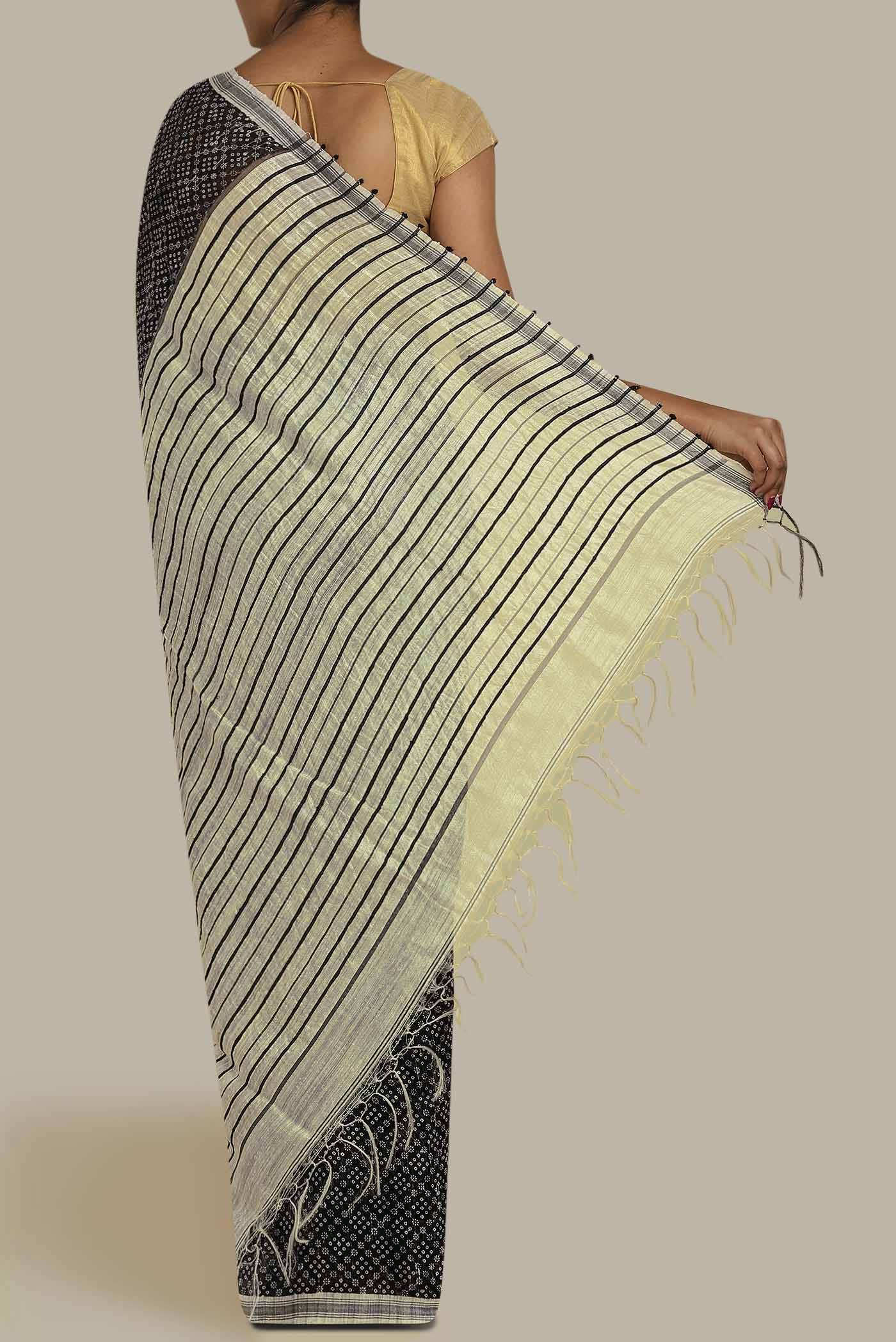 Black Bhagalpuri Tussar Silk Saree