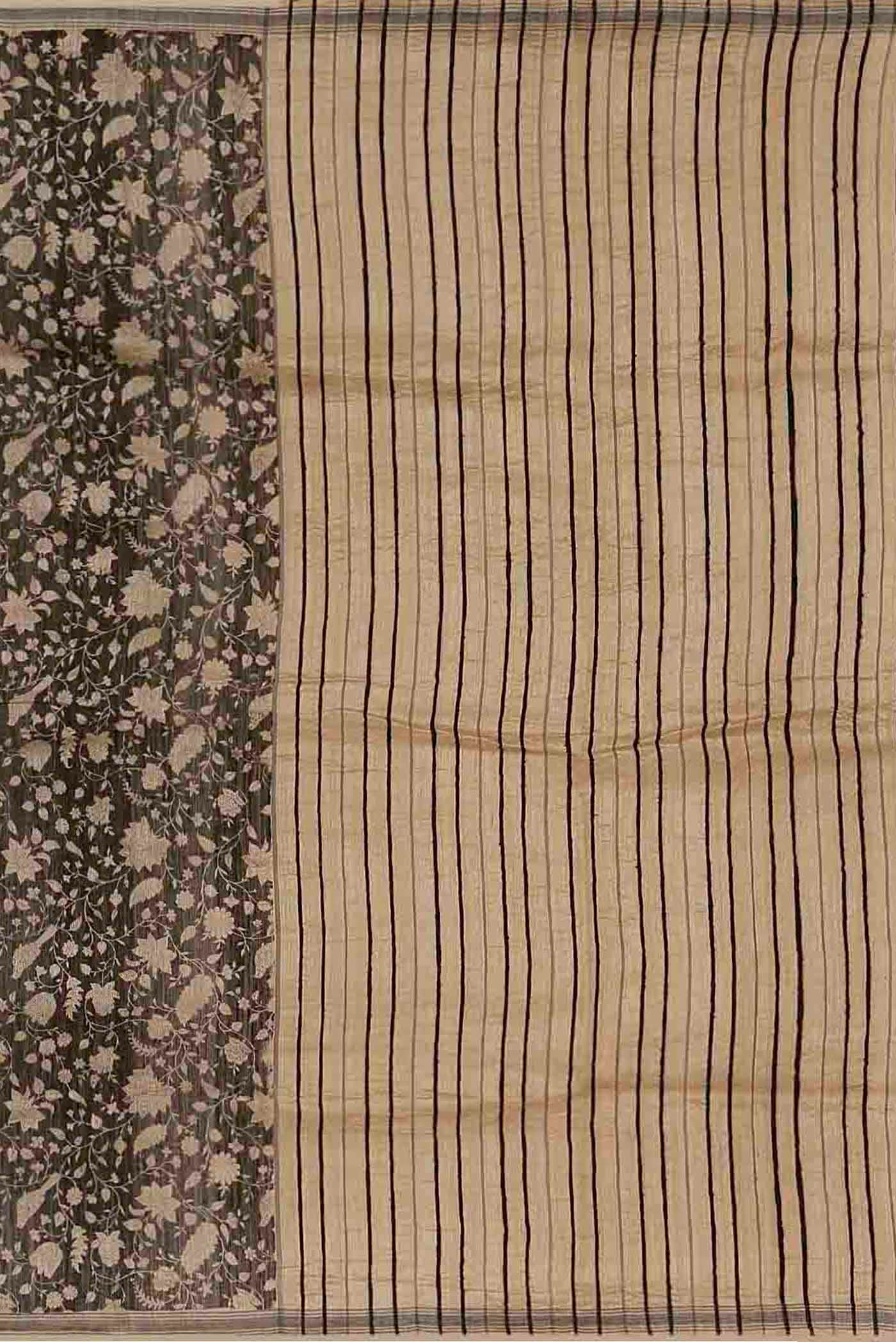 Black Bhagalpuri Tussar Silk Saree
