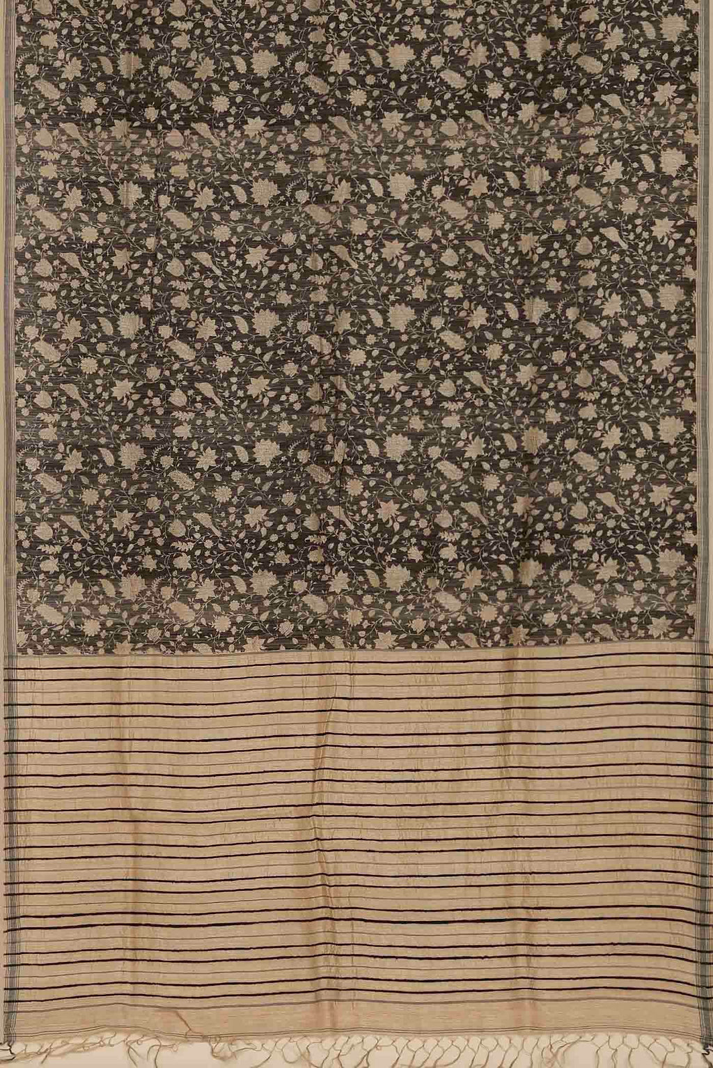 Black Bhagalpuri Tussar Silk Saree