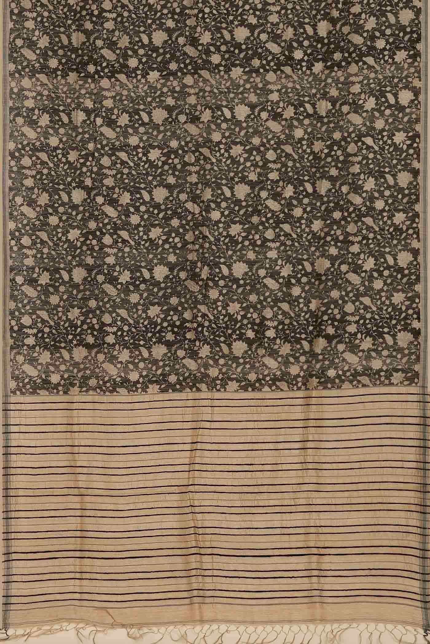 Black Bhagalpuri Tussar Silk Saree