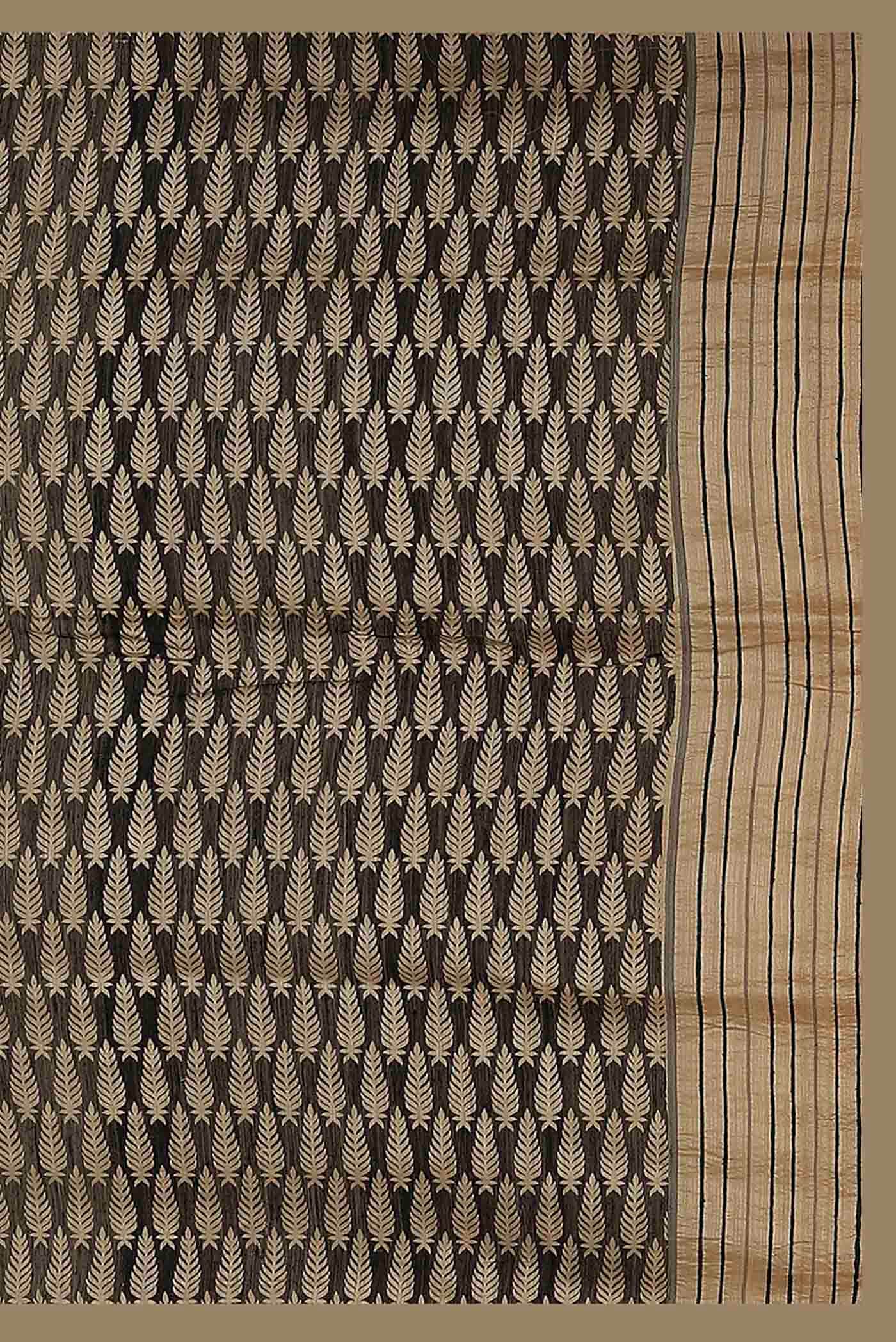 Black Bhagalpuri Tussar Silk Saree