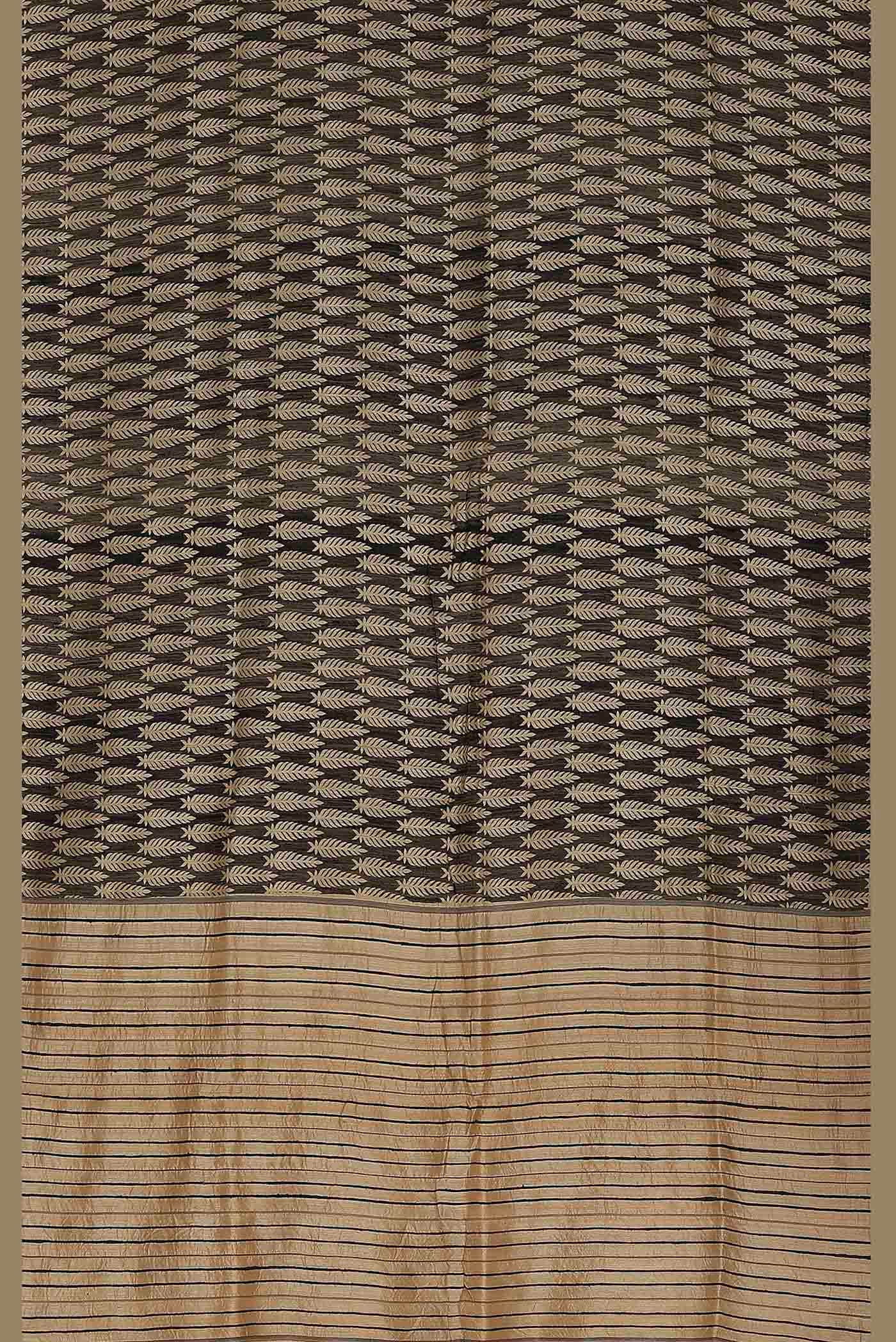 Black Bhagalpuri Tussar Silk Saree