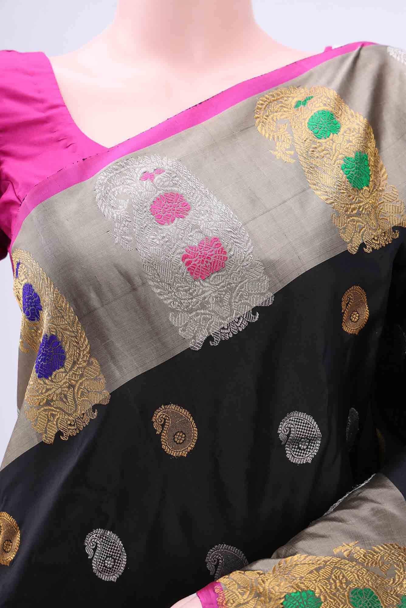 Black Gadwal Silk Saree
