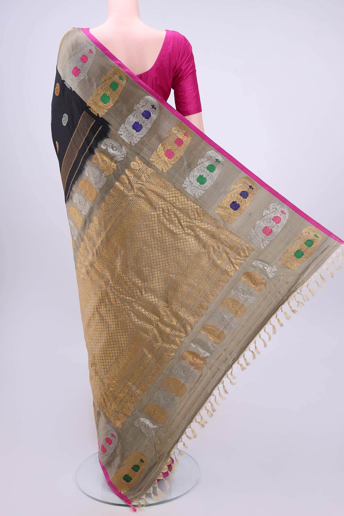 Black Gadwal Silk Saree