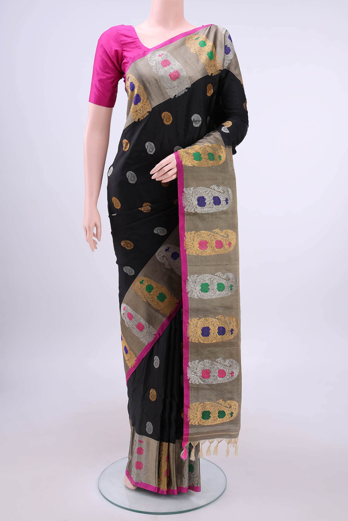 Black Gadwal Silk Saree