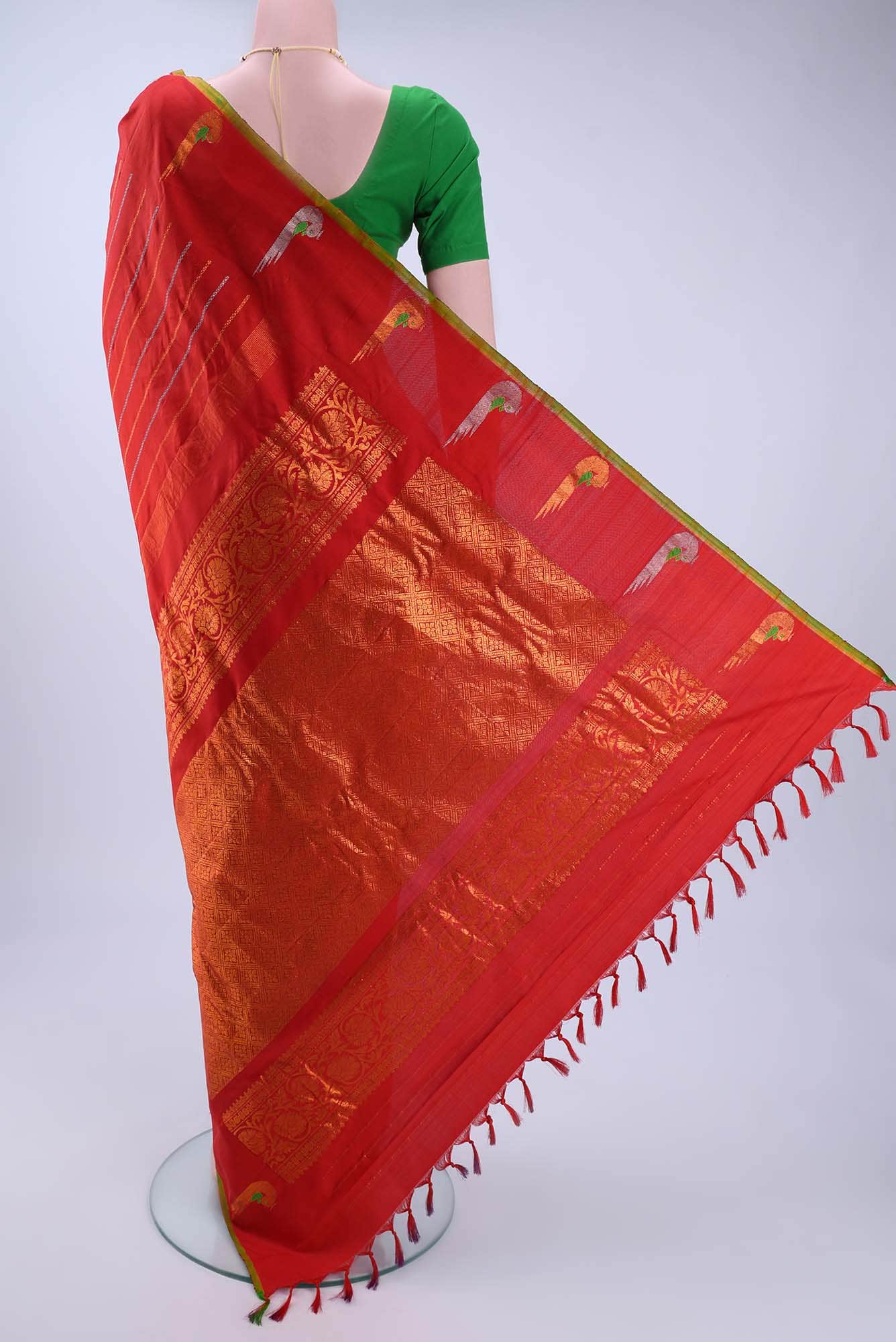 Red Gadwal Silk Saree