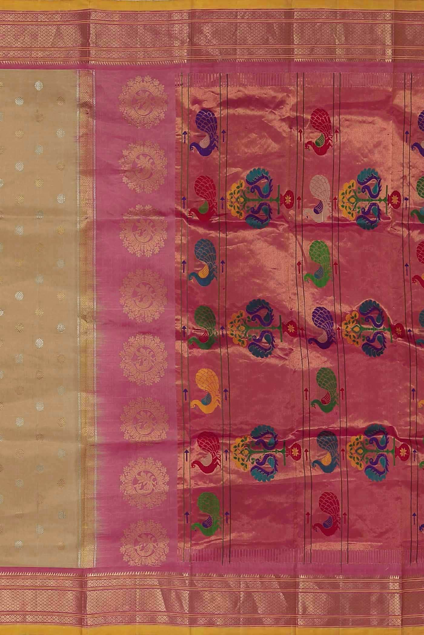 Beige Gadwal Silk Saree
