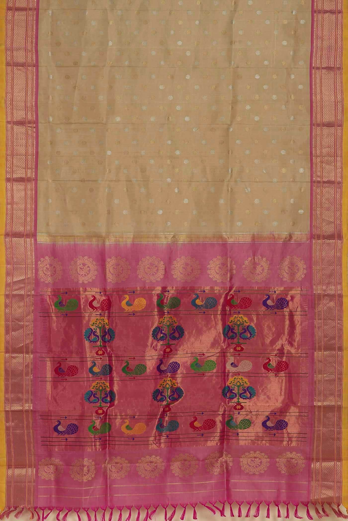 Beige Gadwal Silk Saree