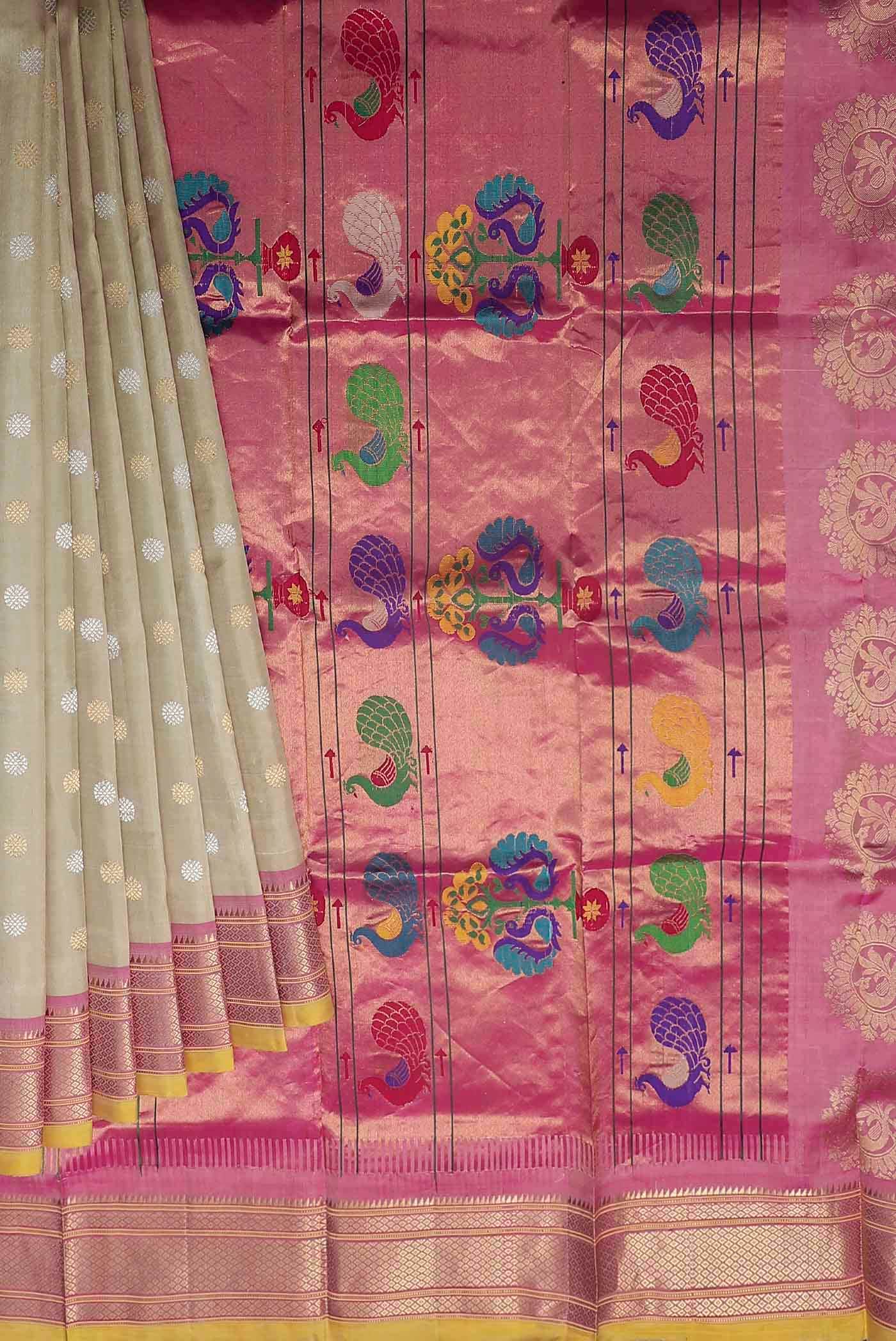 Beige Gadwal Silk Saree