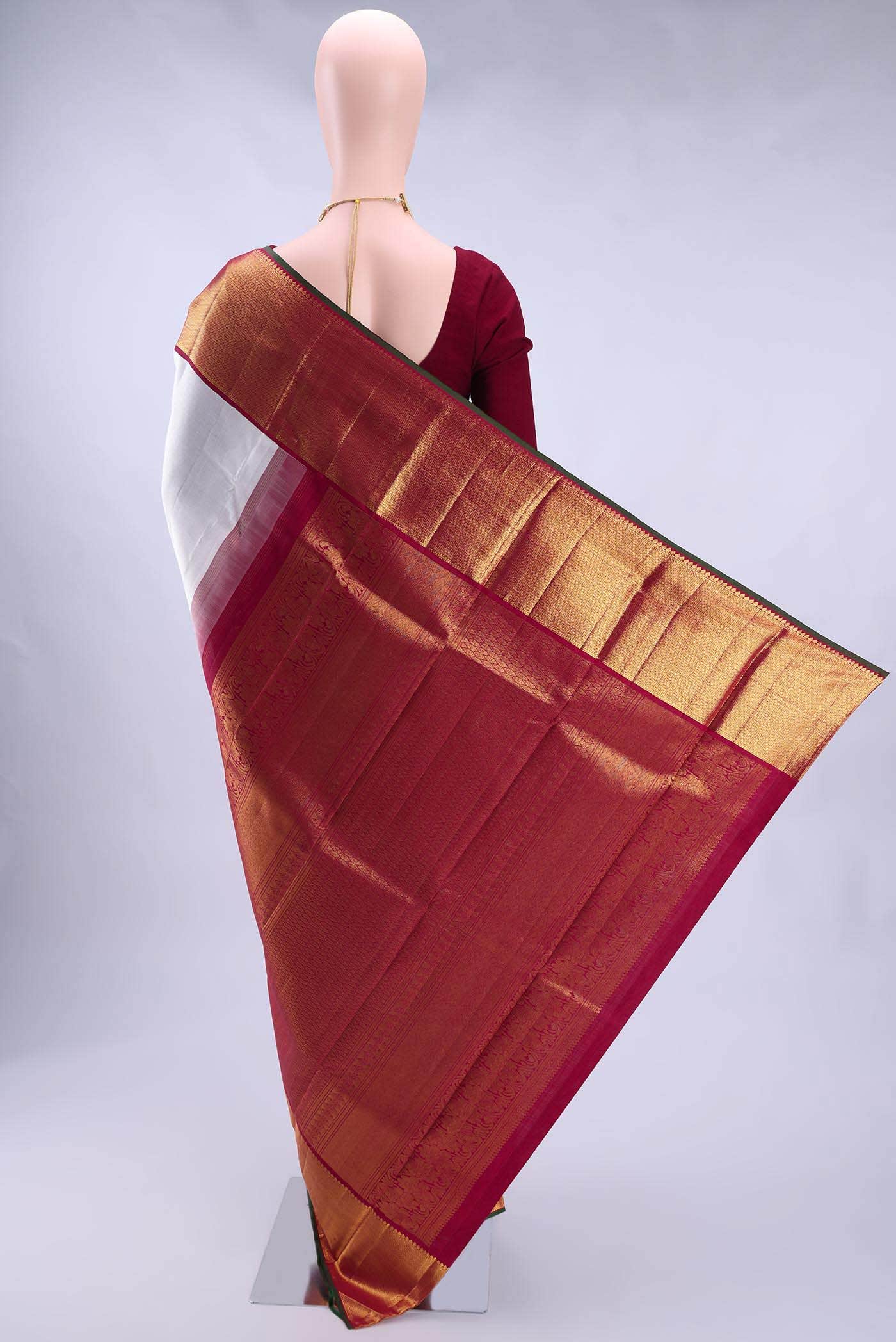 Pearl White Kanchipuram Silk Saree