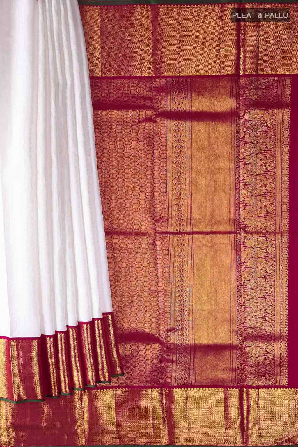 Pearl White Kanchipuram Silk Saree