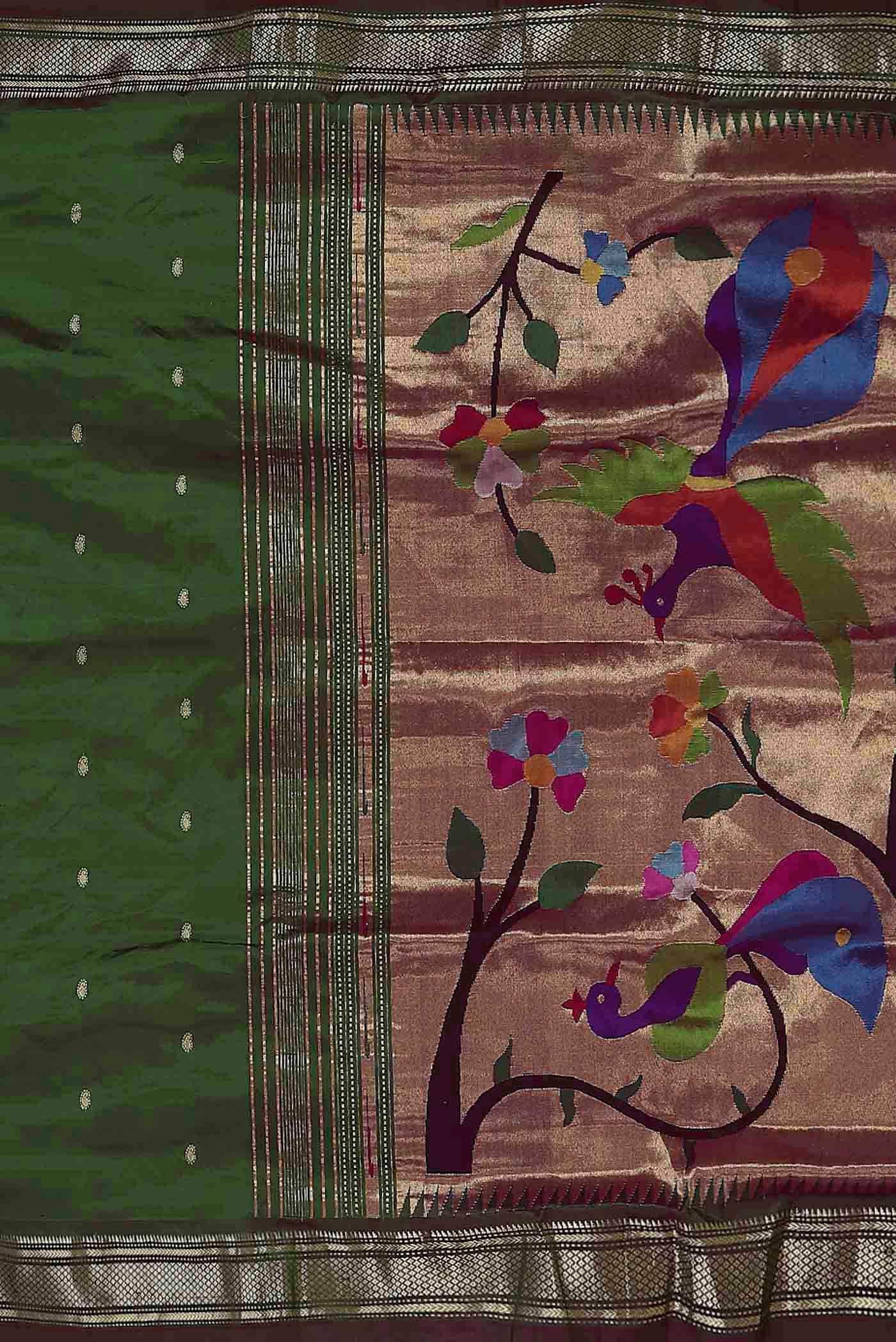 Green Paithani Silk Saree