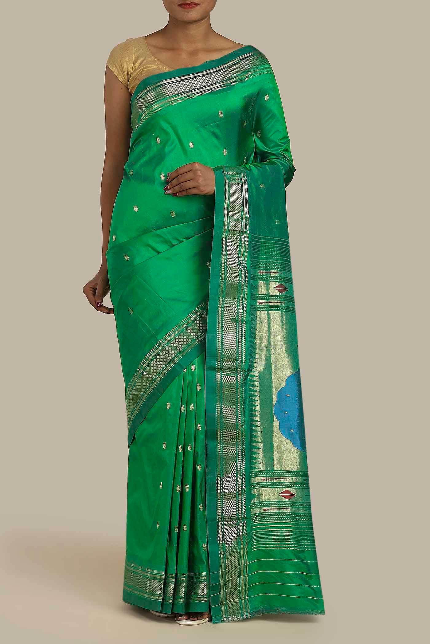 Green Paithani Silk Saree