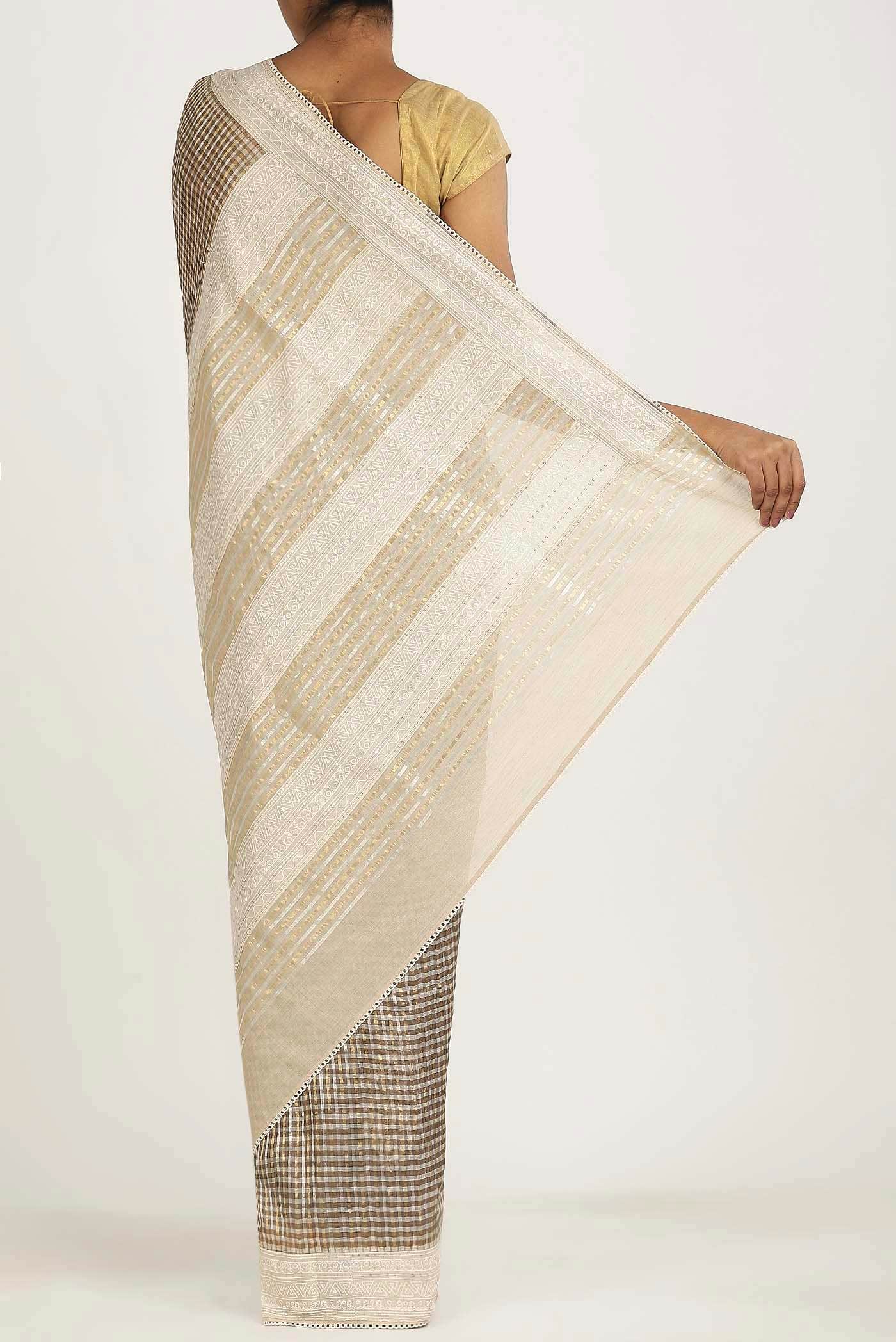 Beige Bhagalpuri Tussar Silk Saree