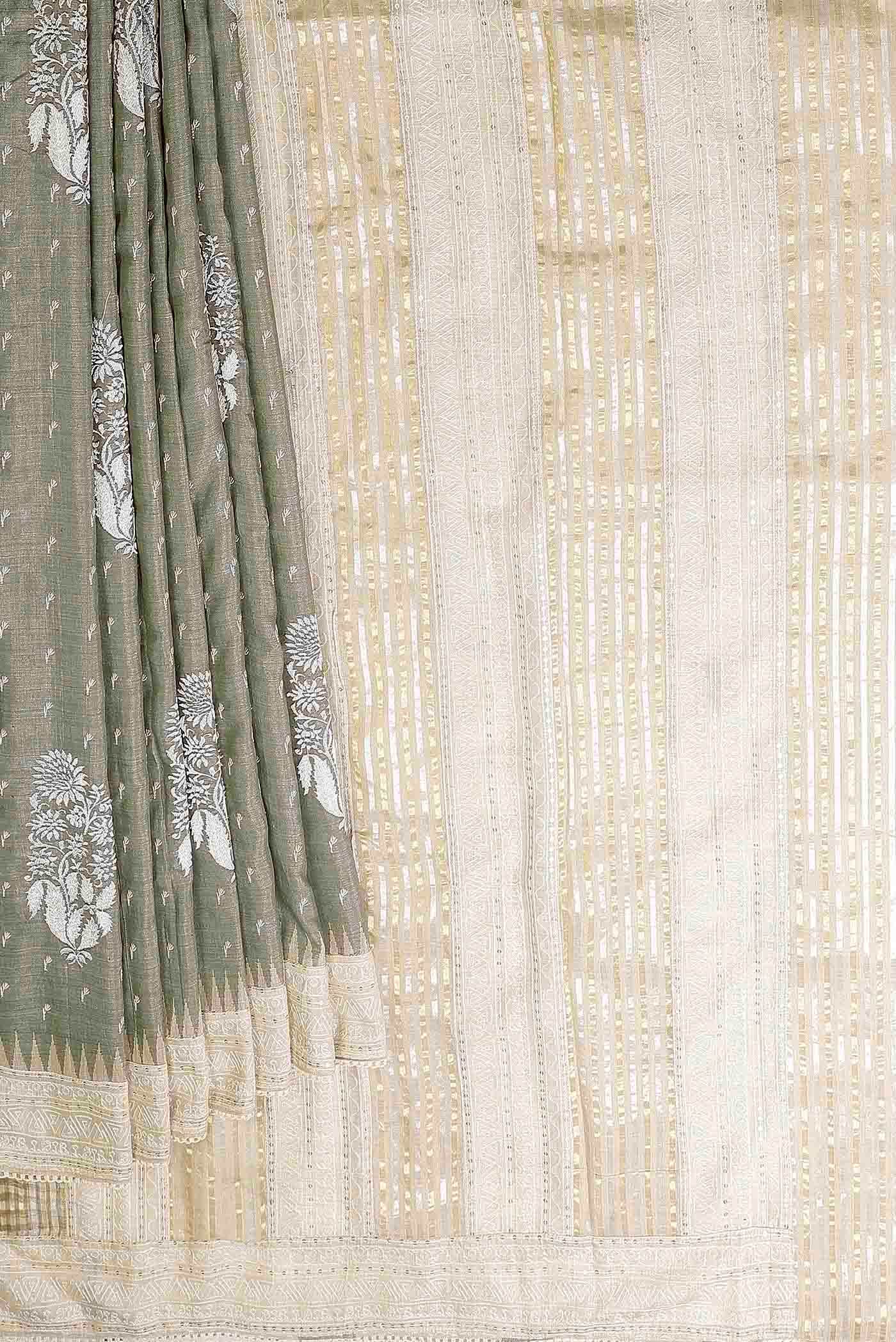 Beige Bhagalpuri Tussar Silk Saree