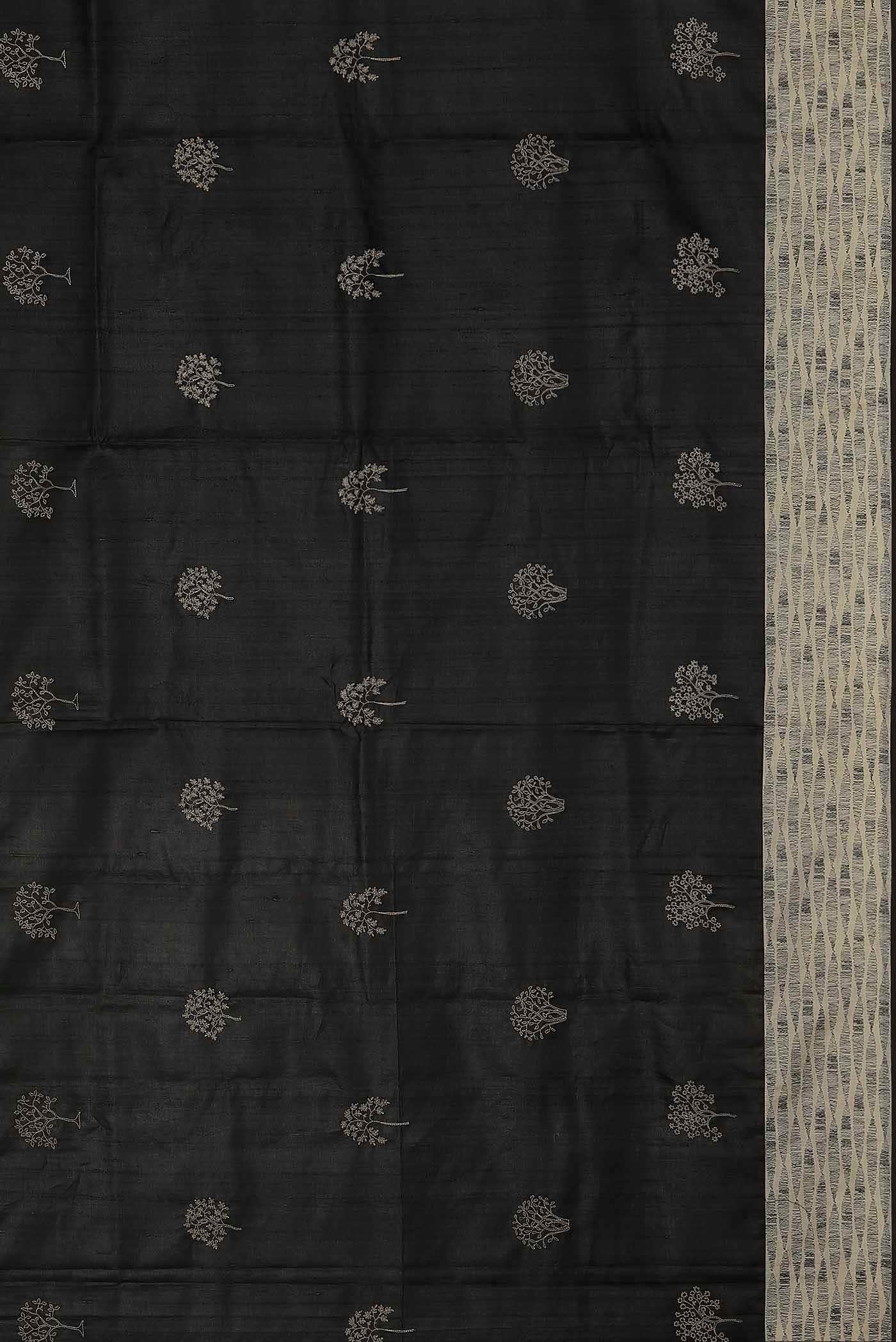 Black Banarasi Tussar Silk Saree