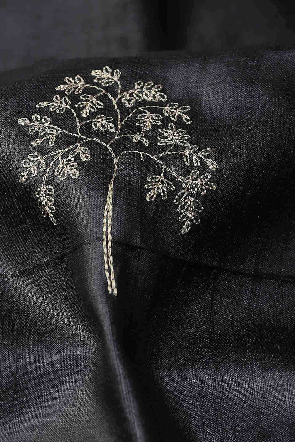 Black Banarasi Tussar Silk Saree