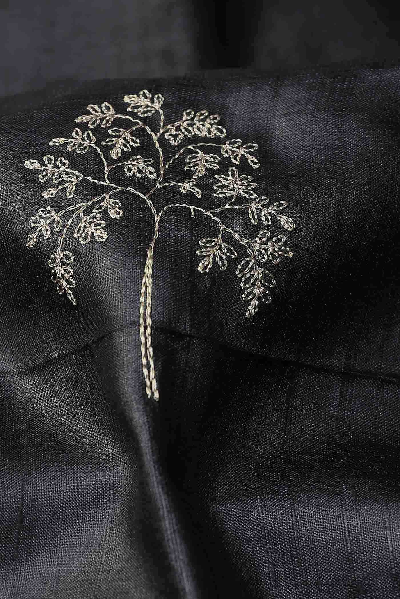 Black Banarasi Tussar Silk Saree