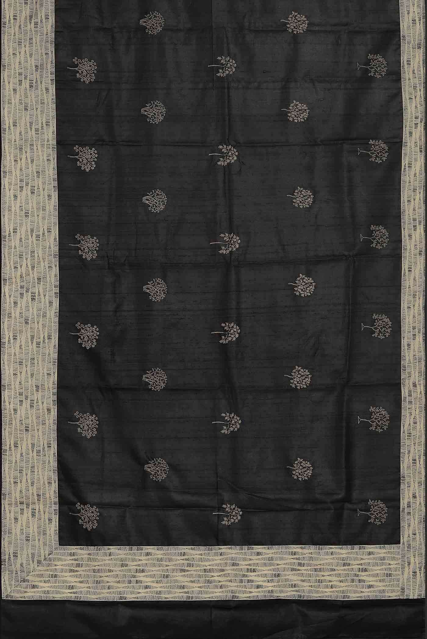 Black Banarasi Tussar Silk Saree