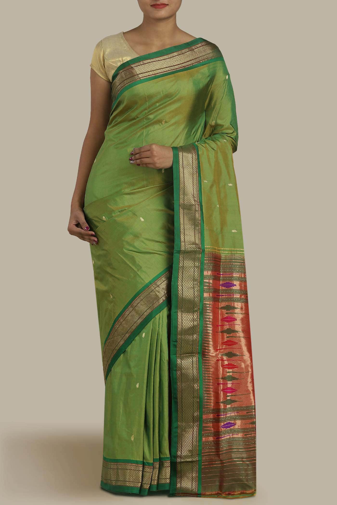 Green Paithani Silk Saree