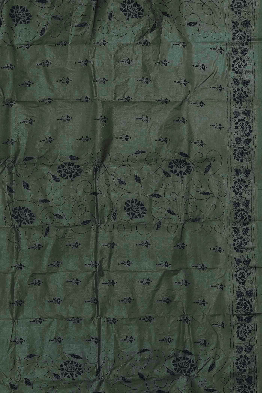 Green Bhagalpuri Tussar Silk Saree