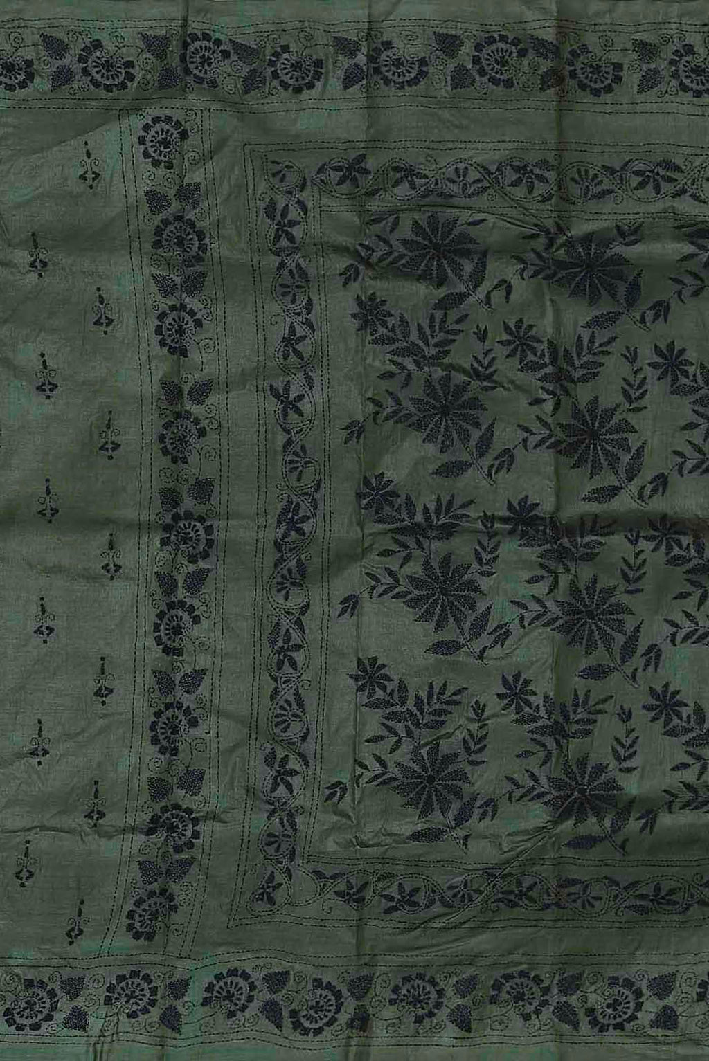Green Bhagalpuri Tussar Silk Saree