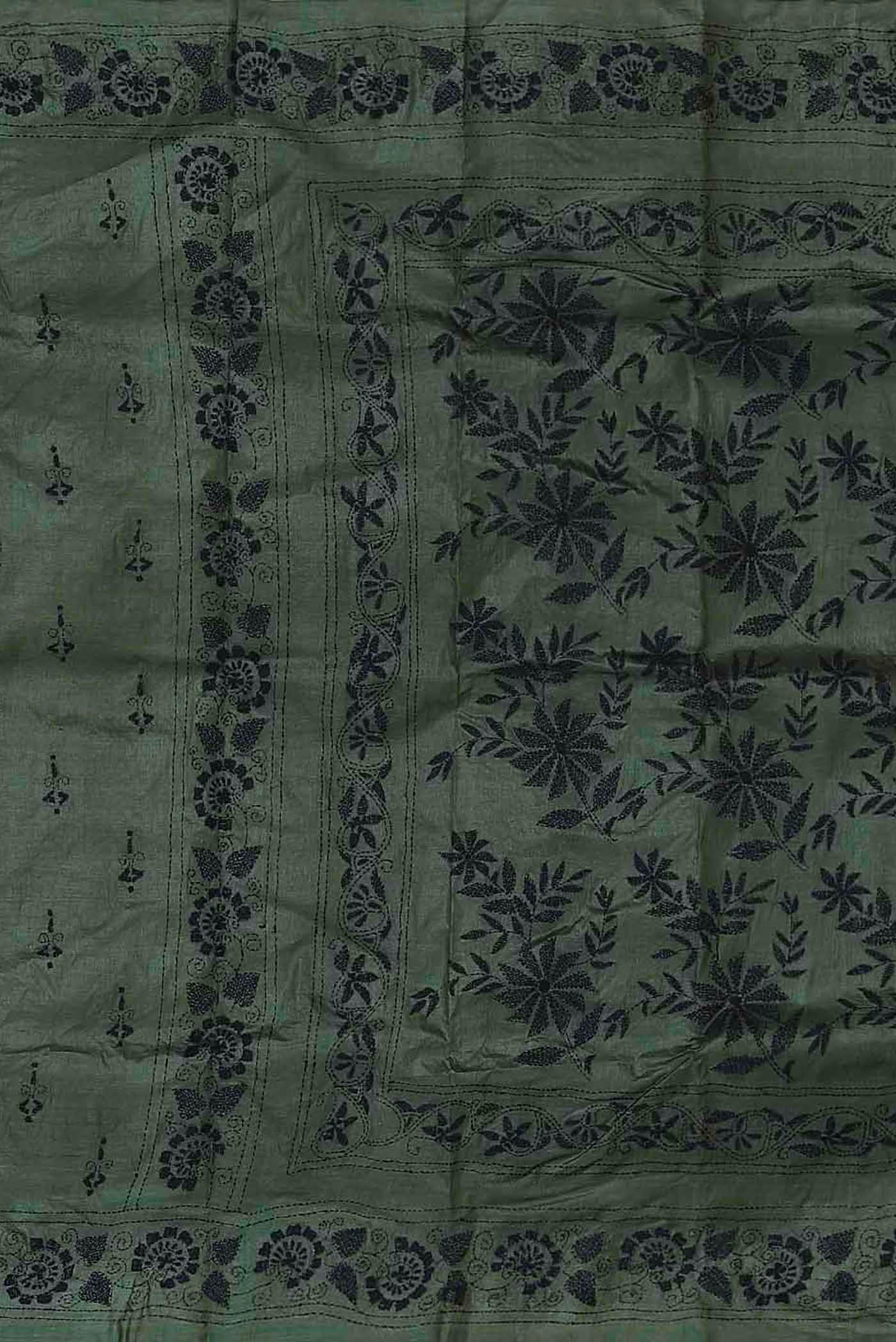 Green Bhagalpuri Tussar Silk Saree
