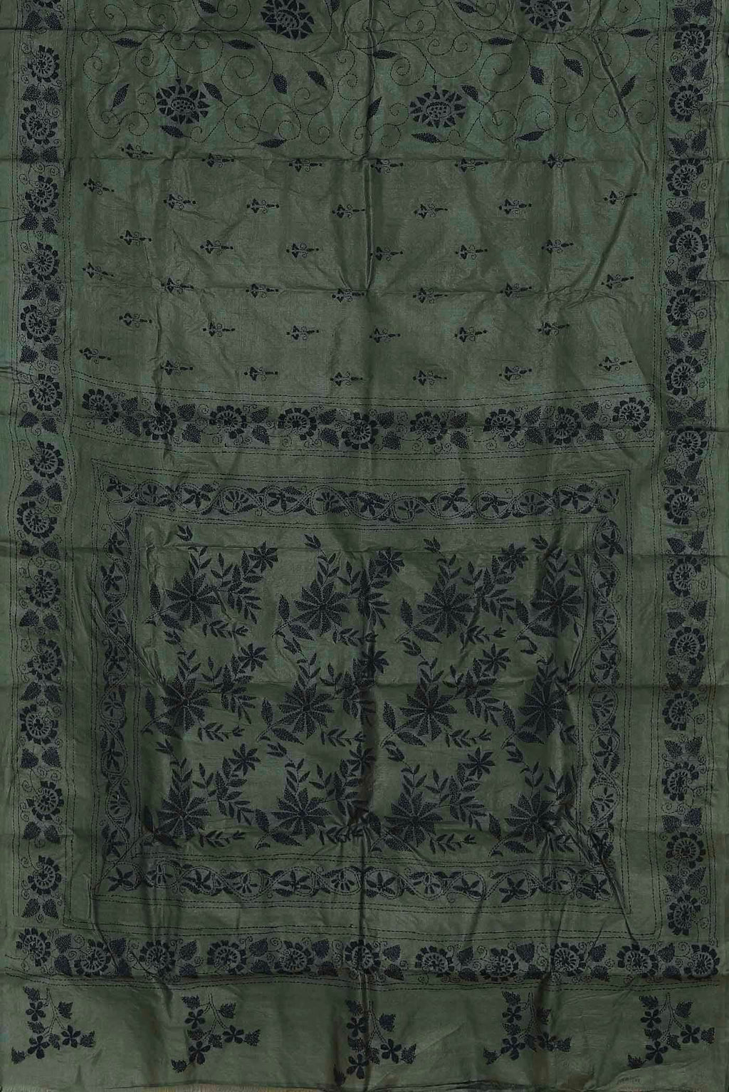 Green Bhagalpuri Tussar Silk Saree