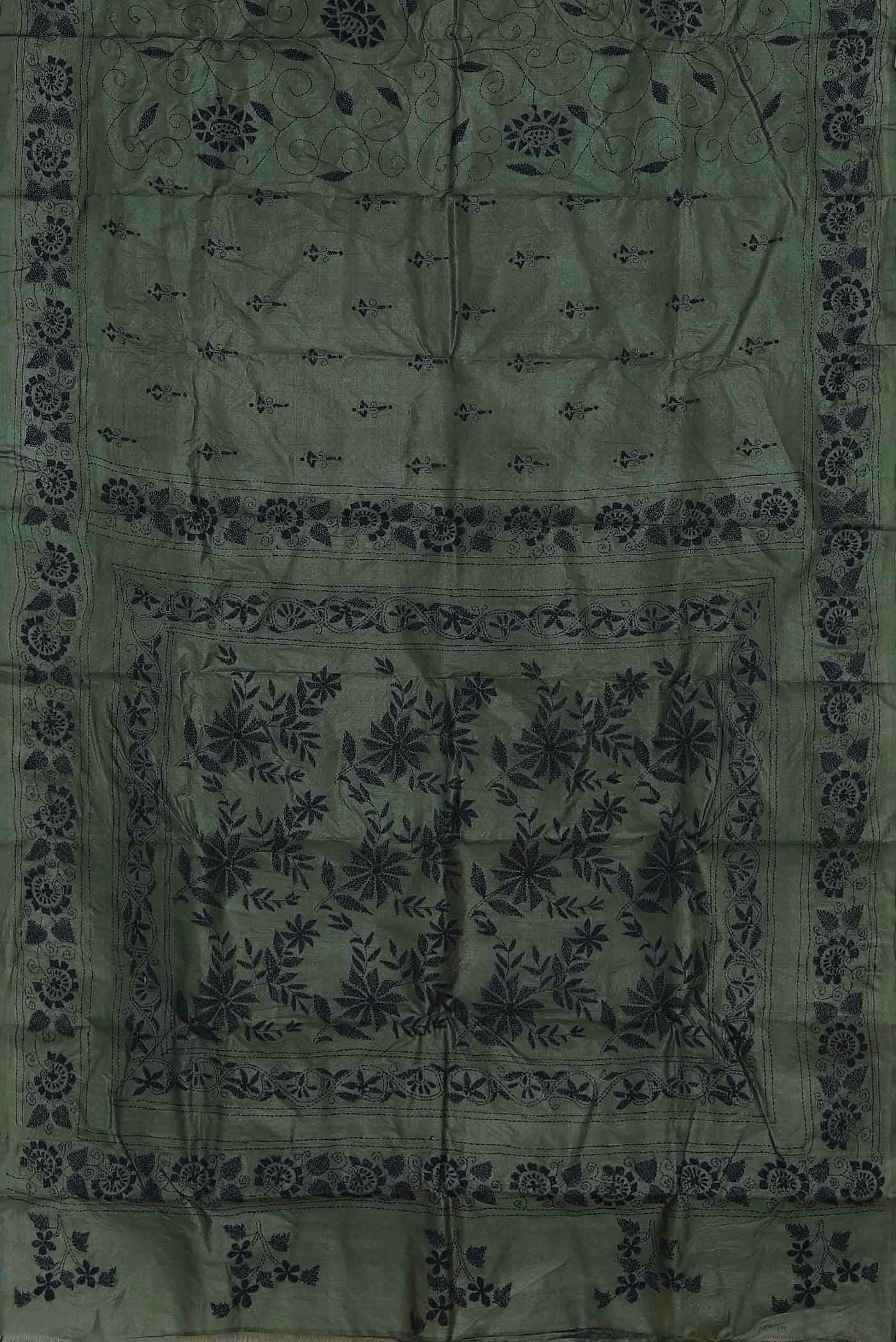 Green Bhagalpuri Tussar Silk Saree