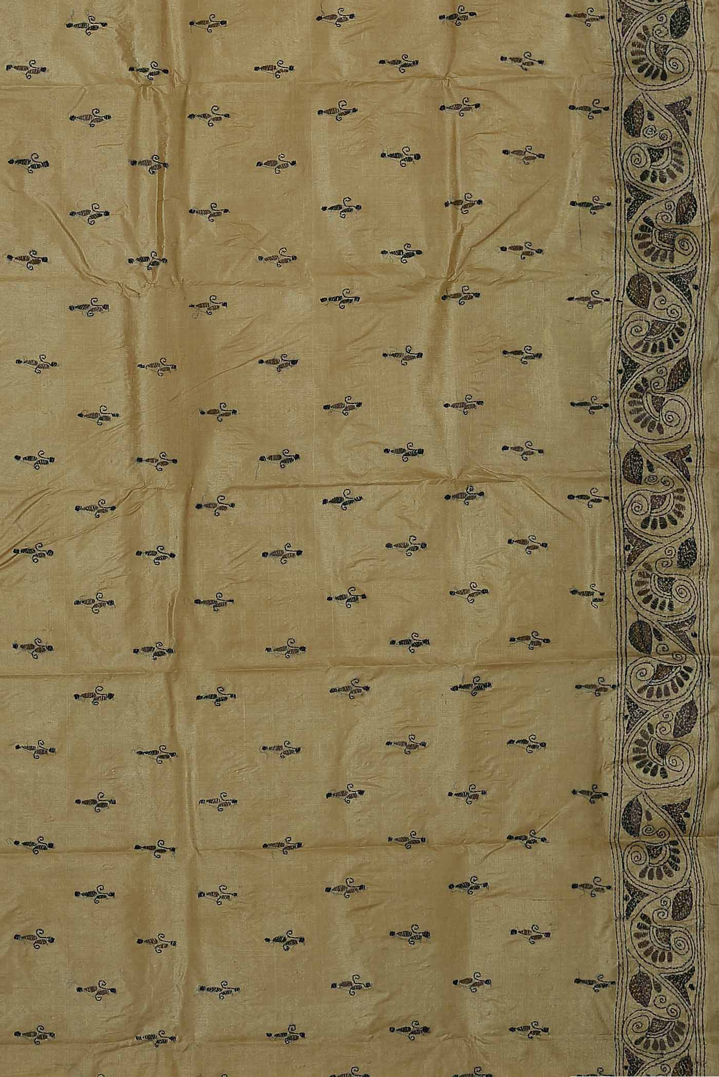 Brown Tussar Silk Saree