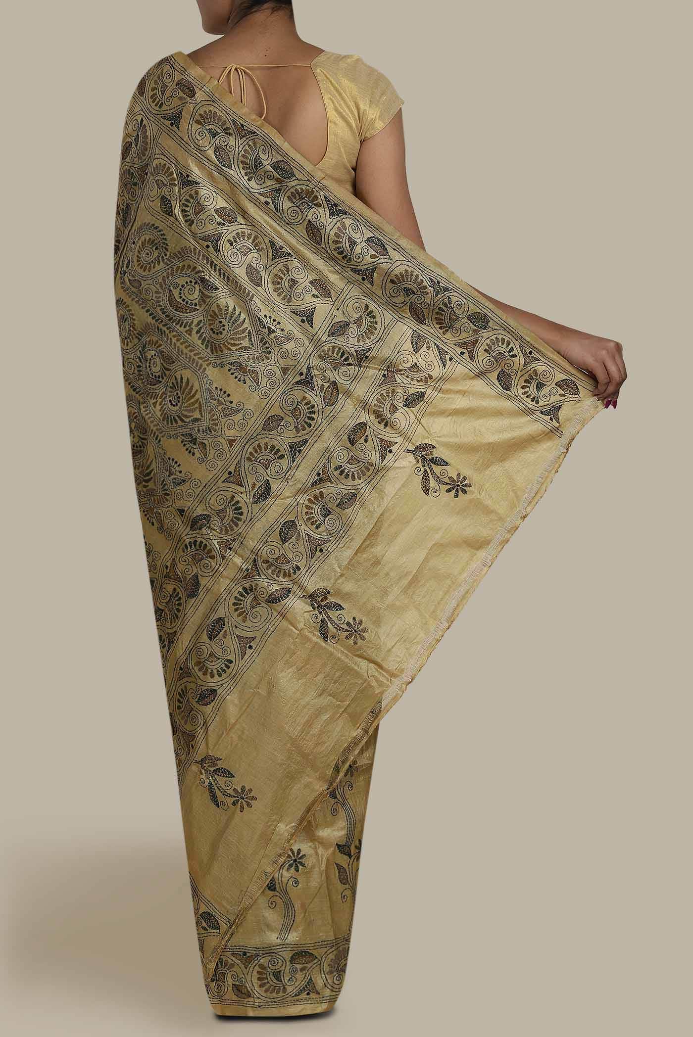 Brown Tussar Silk Saree