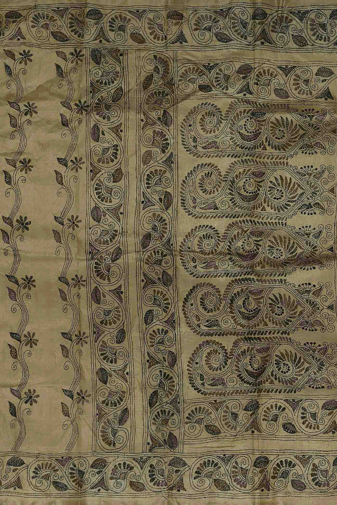 Brown Tussar Silk Saree