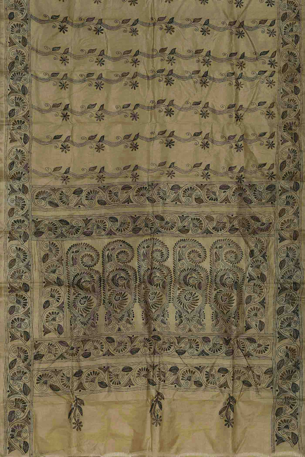 Brown Tussar Silk Saree