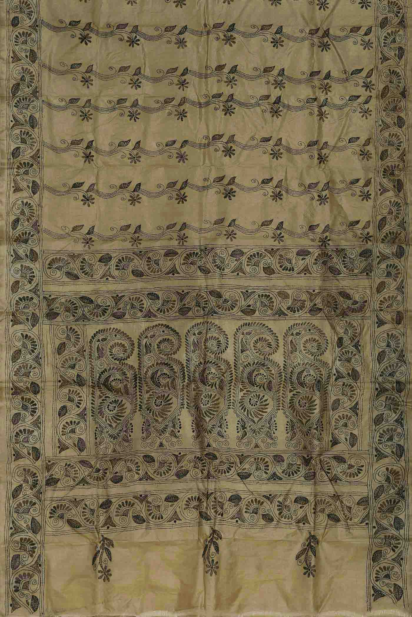 Brown Tussar Silk Saree
